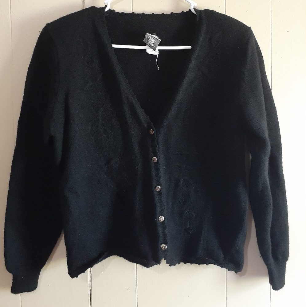 Fisher Hill vintage Hand embroidered black cardiga